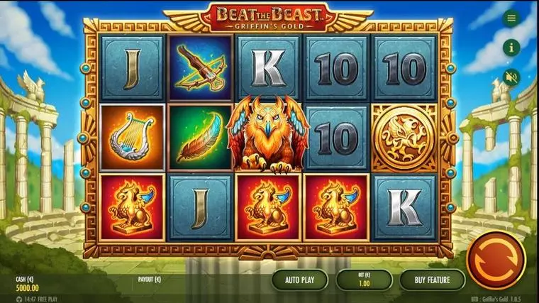  Main Screen Reels at Beat the Beast: Griffin’s Gold Reborn 5 Reel Mobile Real Slot created by Thunderkick