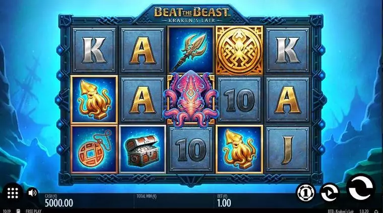  Main Screen Reels at Beat the Beast: Kraken's Lair 5 Reel Mobile Real Slot created by Thunderkick