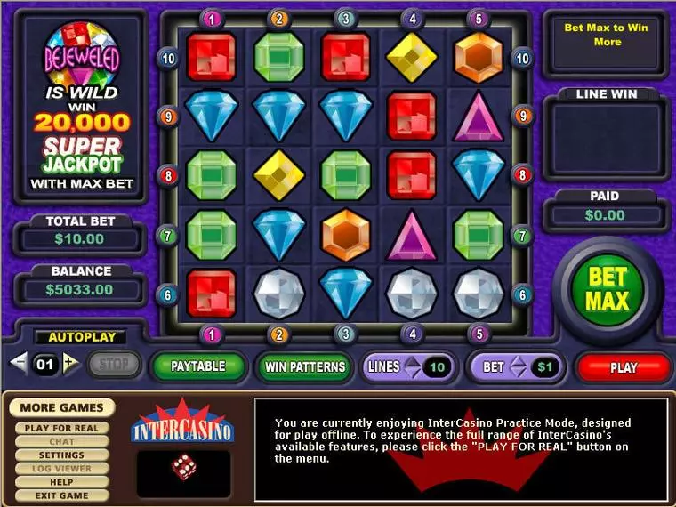  Main Screen Reels at Bejeweled 0 Reel Mobile Real Slot created by CryptoLogic