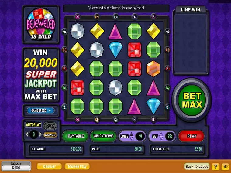  Main Screen Reels at Bejeweled 0 Reel Mobile Real Slot created by NeoGames