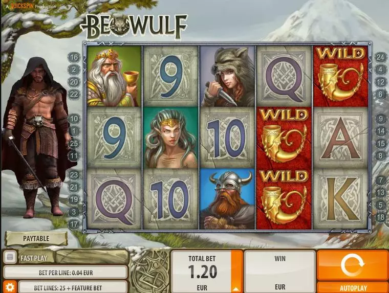  Main Screen Reels at Beowulf 5 Reel Mobile Real Slot created by Quickspin