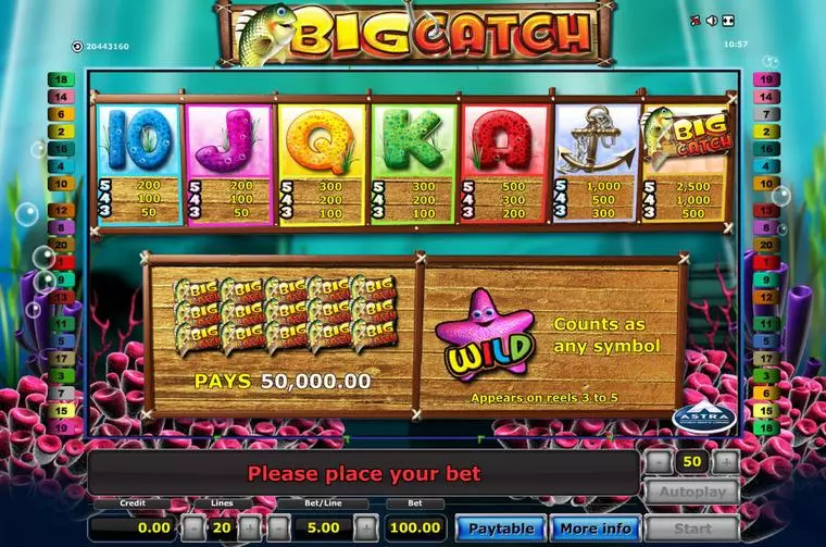  Info and Rules at Big Catch 5 Reel Mobile Real Slot created by Novomatic