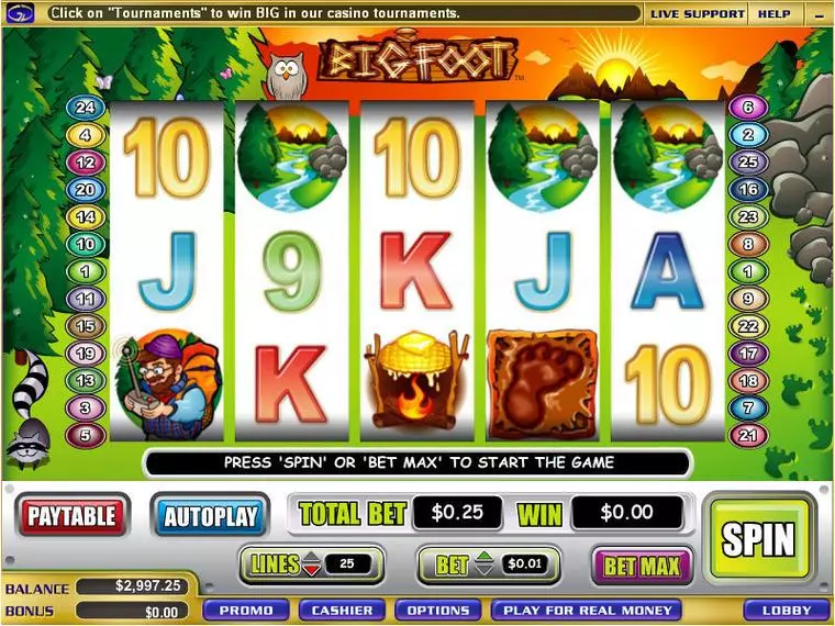  Main Screen Reels at Big Foot 5 Reel Mobile Real Slot created by WGS Technology