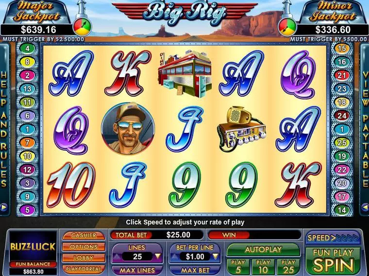  Main Screen Reels at Big Rig 5 Reel Mobile Real Slot created by NuWorks
