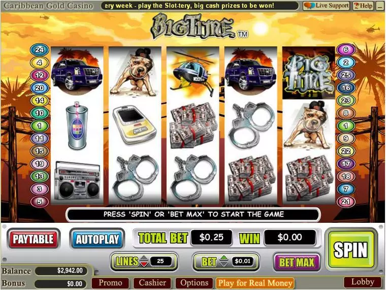  Main Screen Reels at Big Time 5 Reel Mobile Real Slot created by WGS Technology