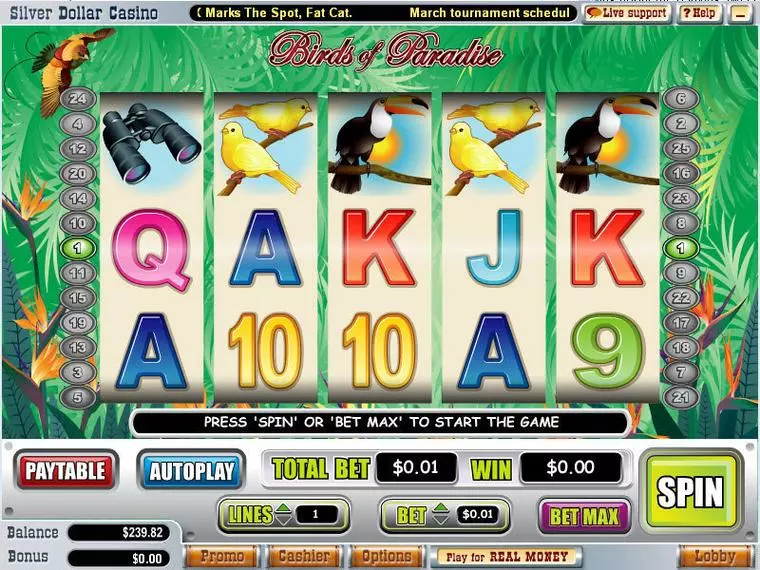  Main Screen Reels at Birds of Paradise 5 Reel Mobile Real Slot created by WGS Technology
