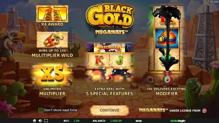  Info and Rules at Black Gold Megaways 6 Reel Mobile Real Slot created by StakeLogic