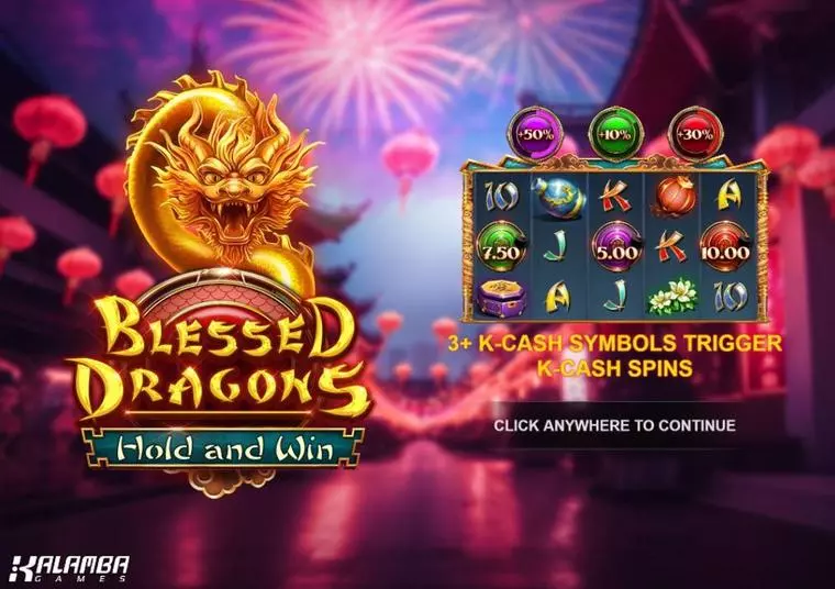  Introduction Screen at Blessed Dragons Hold and Win 5 Reel Mobile Real Slot created by Kalamba Games