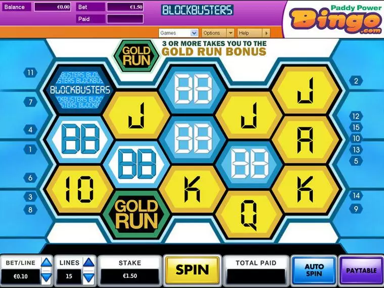  Main Screen Reels at Blockbusters 5 Reel Mobile Real Slot created by OpenBet