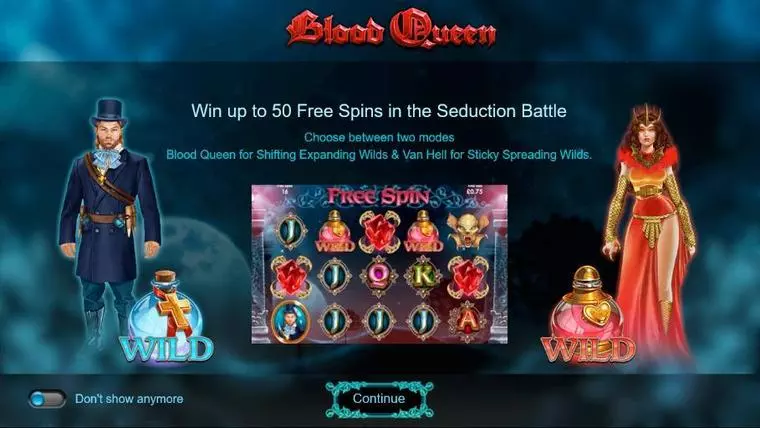  Info and Rules at Blood Queen 5 Reel Mobile Real Slot created by Iron Dog Studio