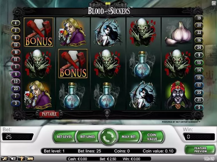  Main Screen Reels at Blood Suckers 5 Reel Mobile Real Slot created by NetEnt