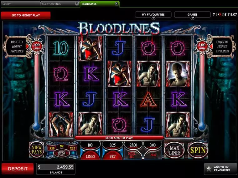  Main Screen Reels at Bloodlines 5 Reel Mobile Real Slot created by Genesis