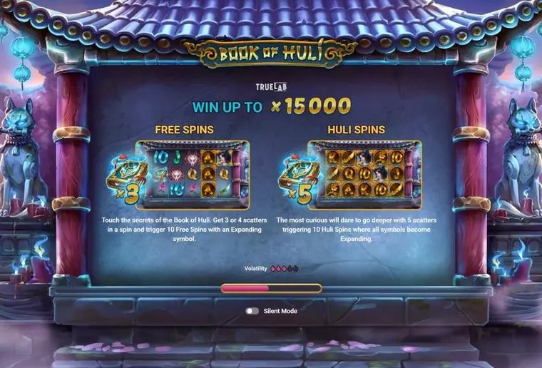  Introduction Screen at Book of Huli 5 Reel Mobile Real Slot created by TrueLab Games