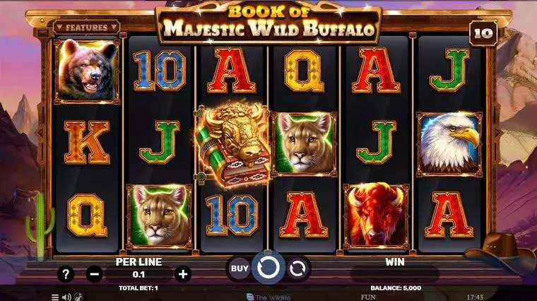  Main Screen Reels at Book Of Majestic Wild Buffalo 6 Reel Mobile Real Slot created by Spinomenal