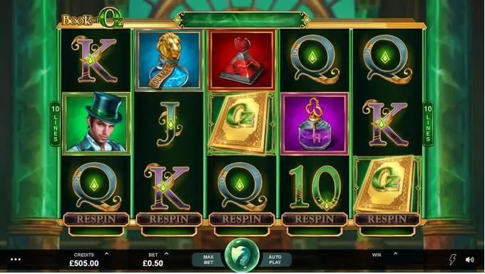  Main Screen Reels at Book of Oz 5 Reel Mobile Real Slot created by Microgaming