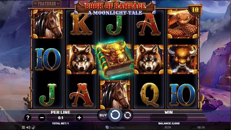  Main Screen Reels at Book Of Rampage – A Moonlight Tale 5 Reel Mobile Real Slot created by Spinomenal