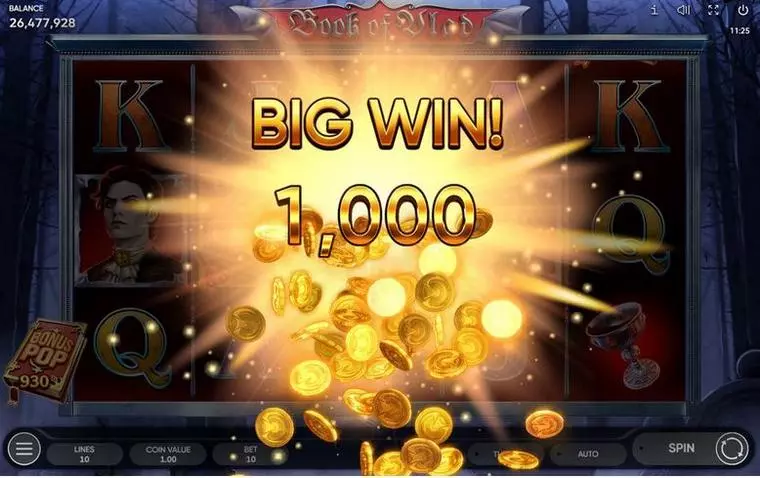  Winning Screenshot at Book of Vlad 5 Reel Mobile Real Slot created by Endorphina