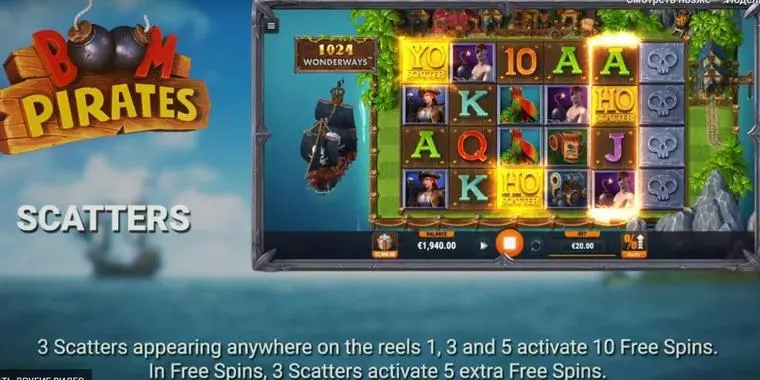  Info and Rules at Boom Pirates 6 Reel Mobile Real Slot created by Microgaming