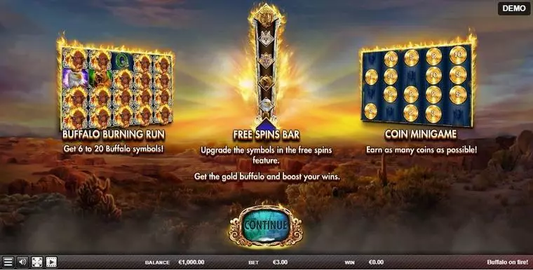  Info and Rules at Buffalo On Fire! 5 Reel Mobile Real Slot created by Red Rake Gaming