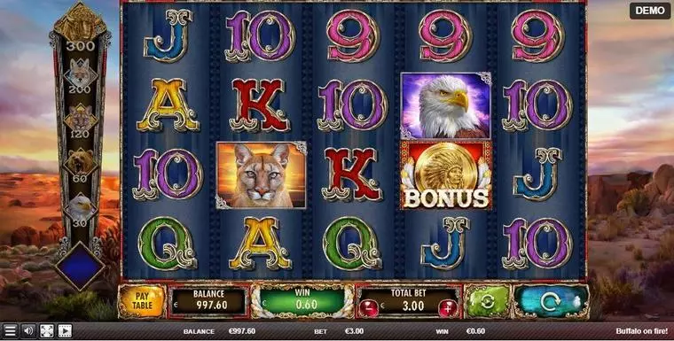  Main Screen Reels at Buffalo On Fire! 5 Reel Mobile Real Slot created by Red Rake Gaming