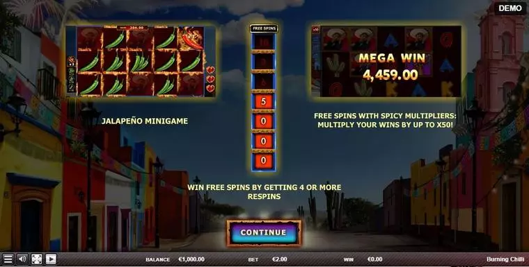  Info and Rules at Burning Chilli 5 Reel Mobile Real Slot created by Red Rake Gaming