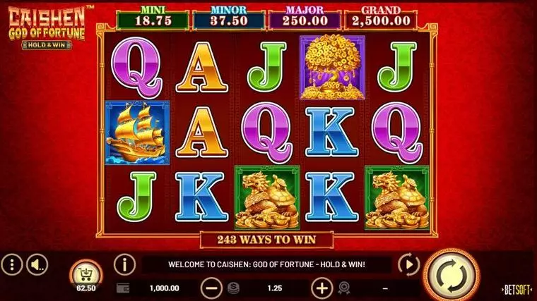  Main Screen Reels at Caishen: God of Fortune – HOLD & WIN 5 Reel Mobile Real Slot created by BetSoft