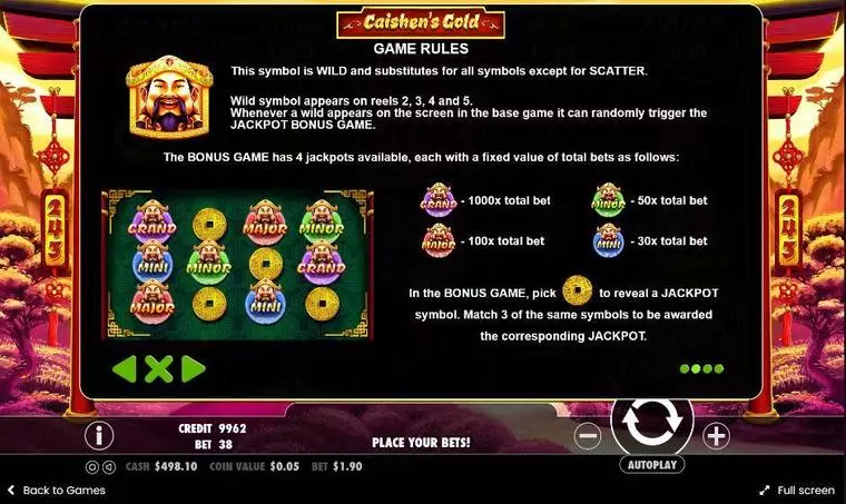  Bonus 1 at Caishen’s Gold 5 Reel Mobile Real Slot created by Pragmatic Play