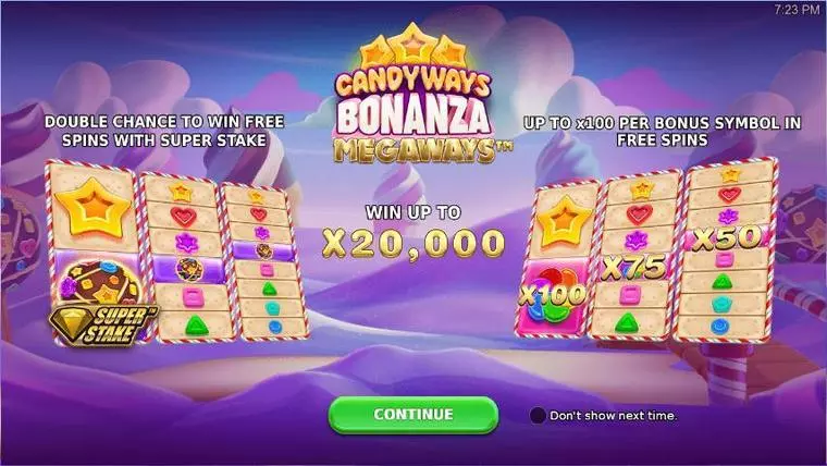  Info and Rules at Candyways Bonanza Megaways 3 Reel Mobile Real Slot created by StakeLogic