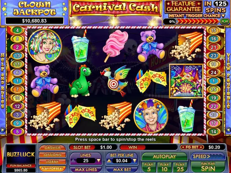  Main Screen Reels at Carnival Cash 5 Reel Mobile Real Slot created by NuWorks