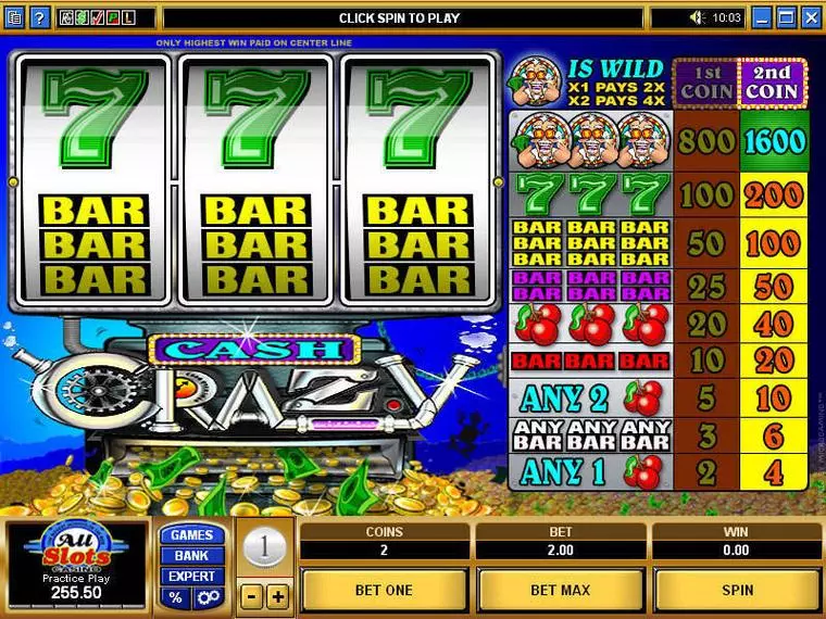  Main Screen Reels at Cash Crazy 3 Reel Mobile Real Slot created by Microgaming
