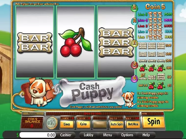  Main Screen Reels at Cash Puppy 3 Reel Mobile Real Slot created by Saucify
