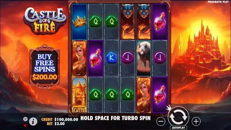  Main Screen Reels at Castle of Fire 6 Reel Mobile Real Slot created by Pragmatic Play