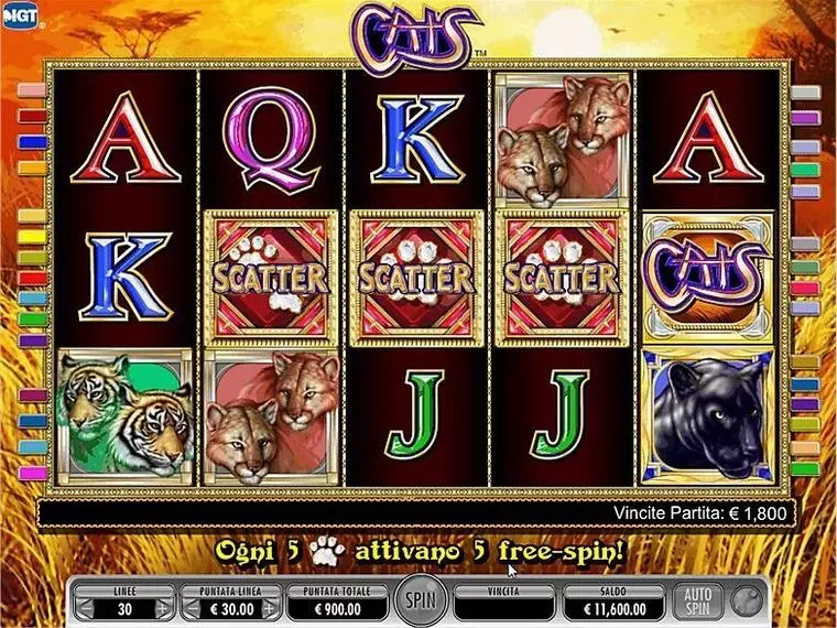  Introduction Screen at Cats 5 Reel Mobile Real Slot created by IGT