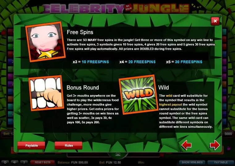  Bonus 2 at Celebrity in the Jungle 5 Reel Mobile Real Slot created by 1x2 Gaming