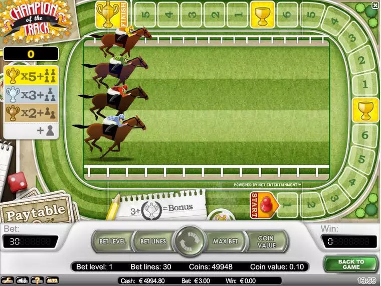  Bonus 1 at Champion of the Track 5 Reel Mobile Real Slot created by NetEnt