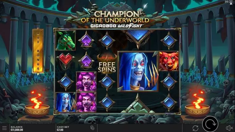 Main Screen Reels at Champion of the Underworld 6 Reel Mobile Real Slot created by Yggdrasil