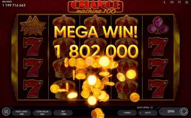  Winning Screenshot at Chance Machine 100 5 Reel Mobile Real Slot created by Endorphina
