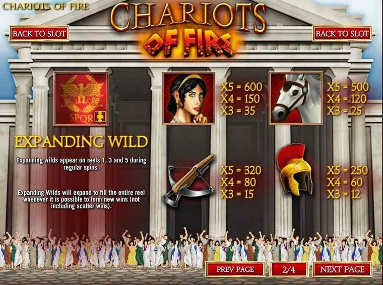  Bonus 1 at Chariots of Fire 5 Reel Mobile Real Slot created by Rival