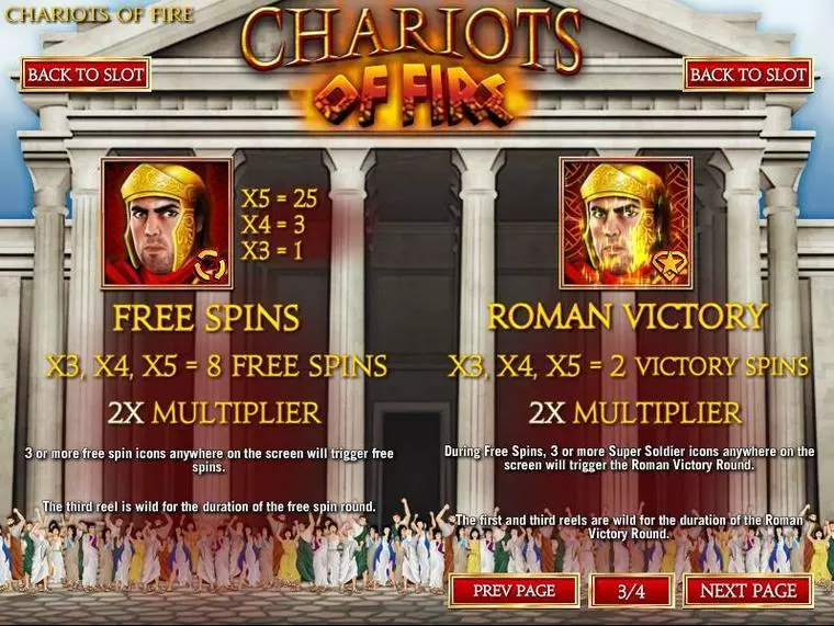  Bonus 3 at Chariots of Fire 5 Reel Mobile Real Slot created by Rival