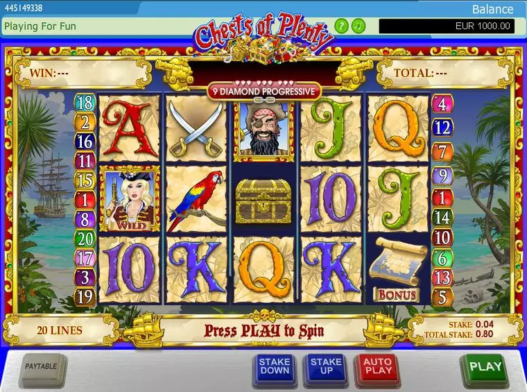 Main Screen Reels at Chests of Plenty 5 Reel Mobile Real Slot created by PlayTech