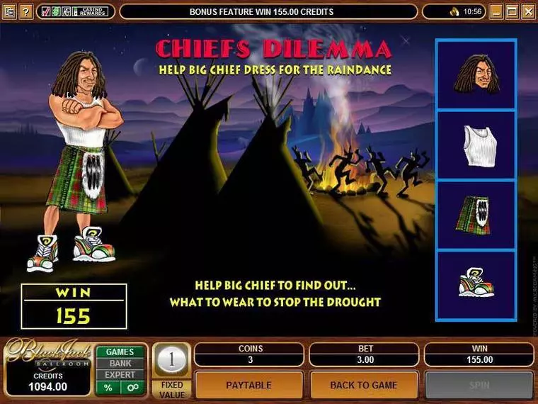  Bonus 1 at Chiefs Fortune 3 Reel Mobile Real Slot created by Microgaming