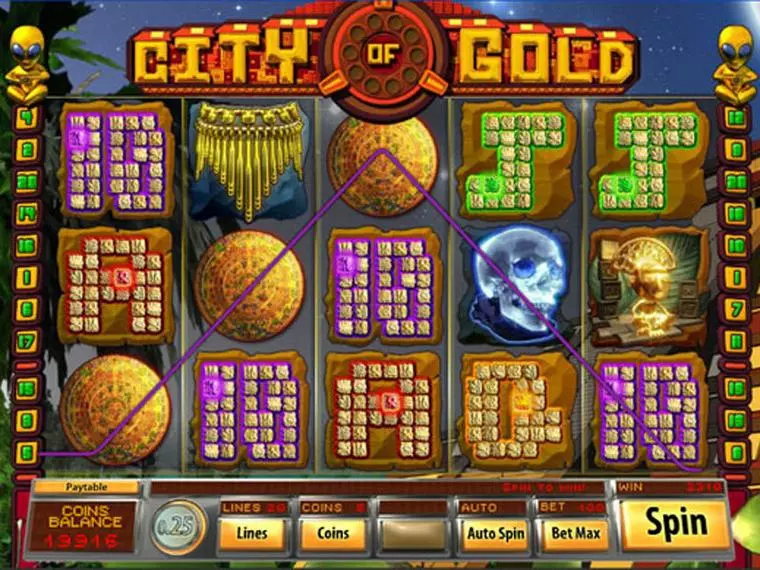  Main Screen Reels at City of Gold 5 Reel Mobile Real Slot created by Saucify