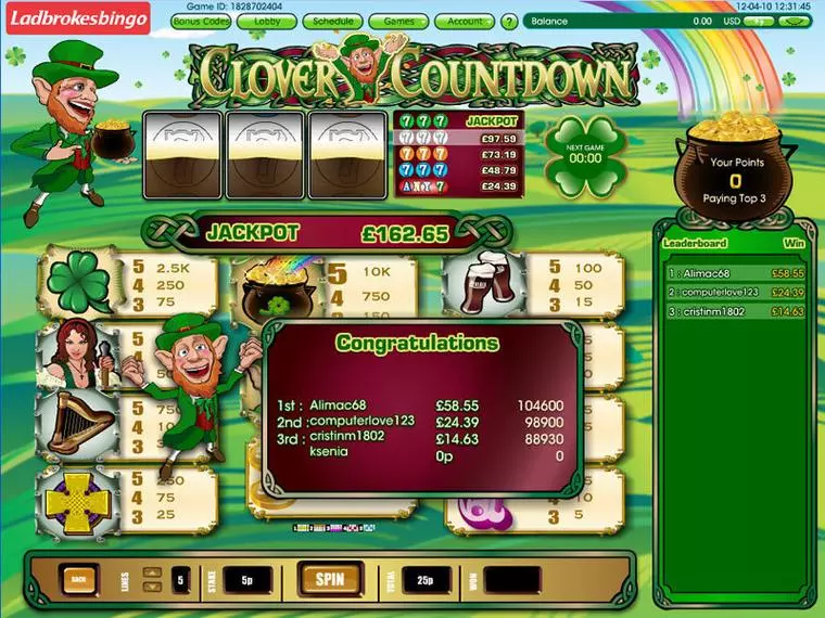  Bonus 1 at Clover Countdown Mini 5 Reel Mobile Real Slot created by Virtue Fusion