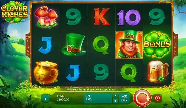 Main Screen Reels at Clover Riches 5 Reel Mobile Real Slot created by Playson