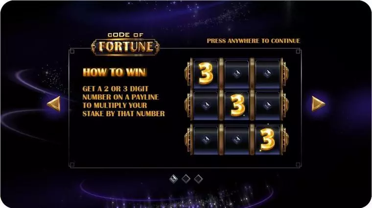  Info and Rules at Code of Fortune 3 Reel Mobile Real Slot created by Mancala Gaming