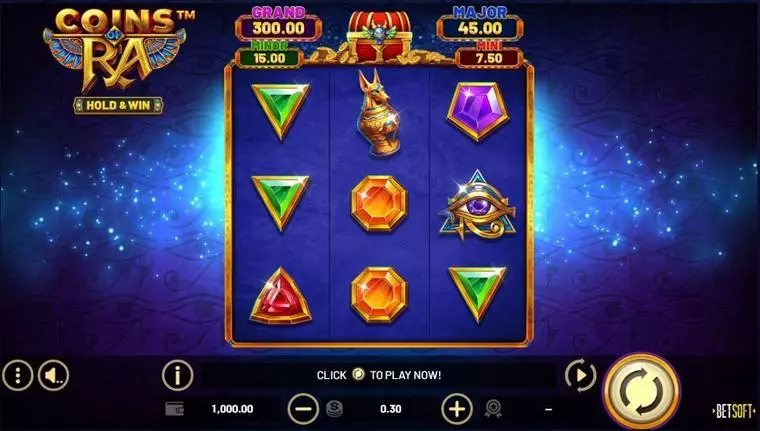  Main Screen Reels at Coins of Ra – HOLD & WIN 3 Reel Mobile Real Slot created by BetSoft