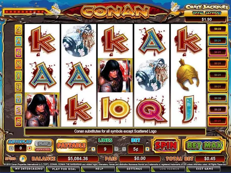  Main Screen Reels at Conan the Barbarian 5 Reel Mobile Real Slot created by CryptoLogic