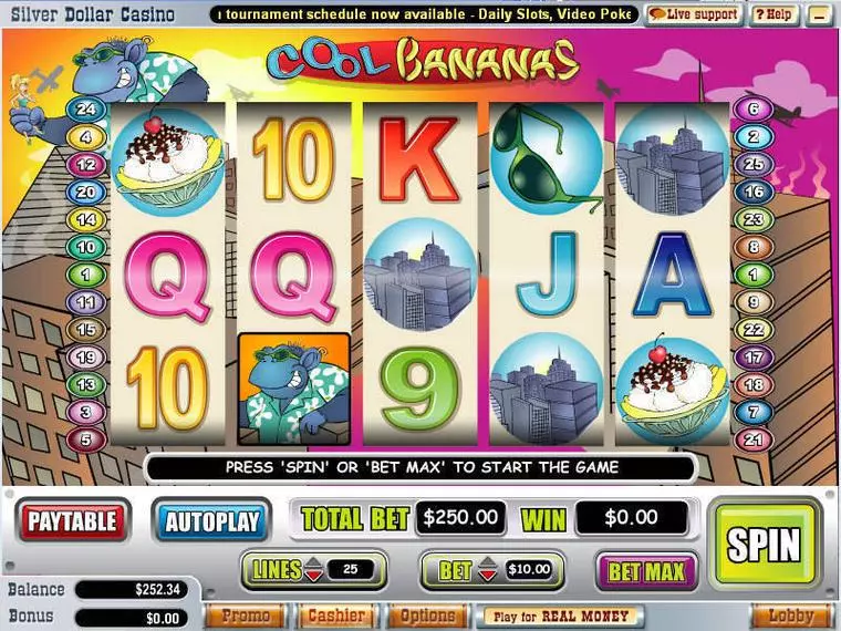  Main Screen Reels at Cool Bananas 5 Reel Mobile Real Slot created by WGS Technology