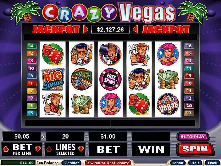  Main Screen Reels at Crazy Vegas 5 Reel Mobile Real Slot created by RTG