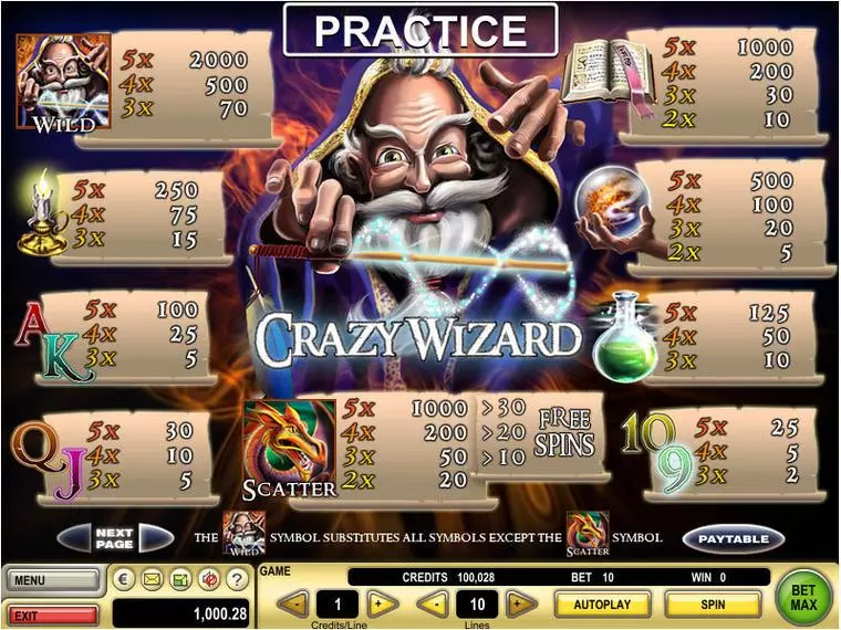  Info and Rules at Crazy Wizard 5 Reel Mobile Real Slot created by GTECH
